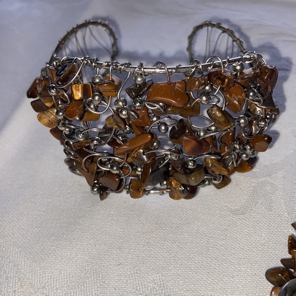 Natural Stone and Silver Links Necklace Bracelet & Earring Set - Picture 4 of 12